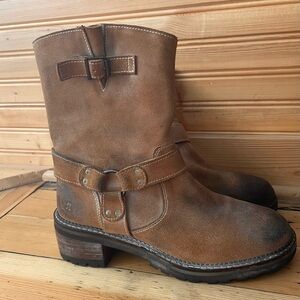 Roan By Bed Stu Women's Brown Leather Mid- Calf Distressed Emerson Boots Sz 8